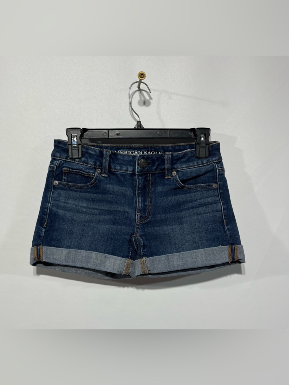 American Eagle 360 Super Stretch MIDI Rolled Hem Jean Shorts Size 0